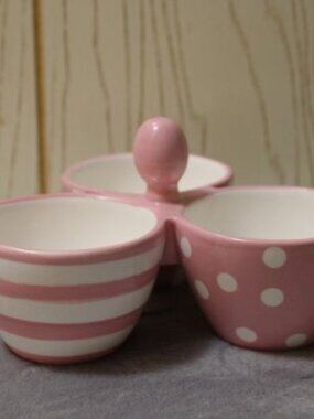 Pampered Chef Help Whip Cancer Pink & White Dip/Bowl Set - Pre-Owned